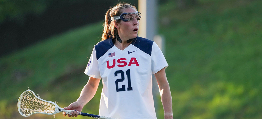 Lacrosse athlete Taylor Cummings wearing Q-Collar